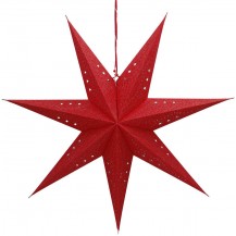 Papierowa Świecąca Gwiazda Czerwona 60cm 3xAA 10 LED TIMER