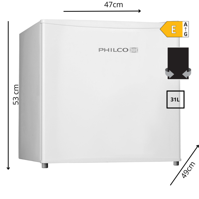 Mała zamrażarka 31L Philco PSF 31E 53cm.png