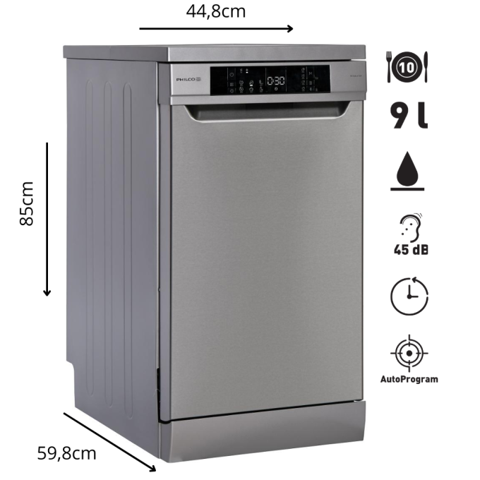 Zmywarka wolnostojąca srebrna 45cm PHILCO 10 kompl. PD 1046 D TOX.jpg