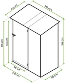 Metalowa szopka ogrodowa KENT 143x89cm Light Grey.wymiary.jpg
