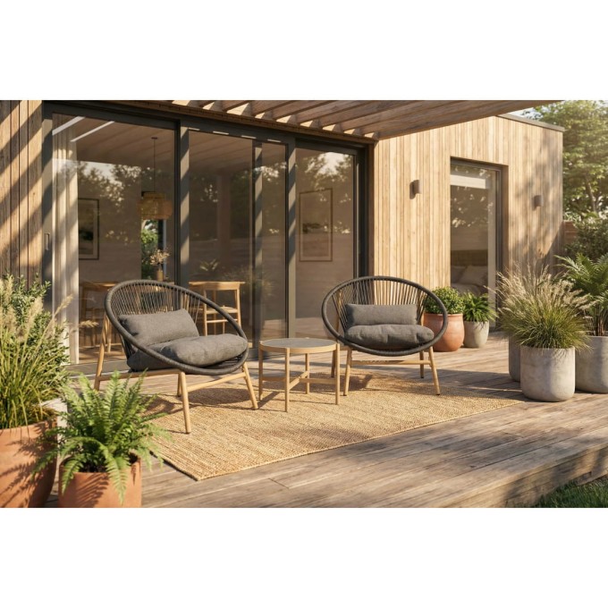 Komplet wypoczynkowy technorattan GALLA 2+1 Dark Grey