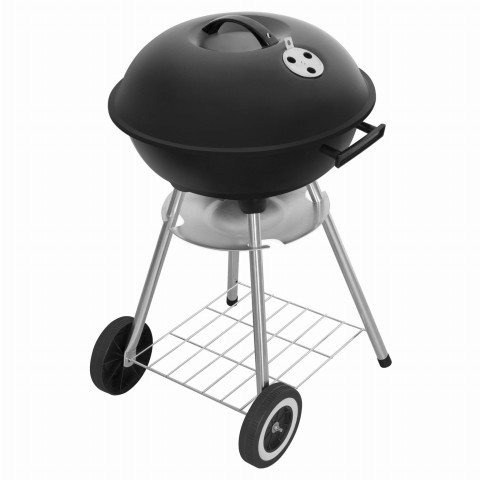 Grill węglowy ogrodowy 41 cm z pokrywą kółka chromowany ruszt