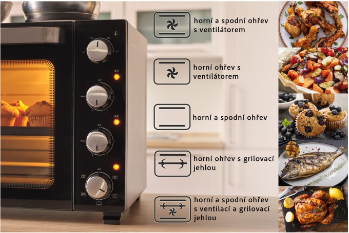 Piekarnik elektryczny z płytą grzejną Sencor SEO 4800BK 48L 3500W mini kuchnia